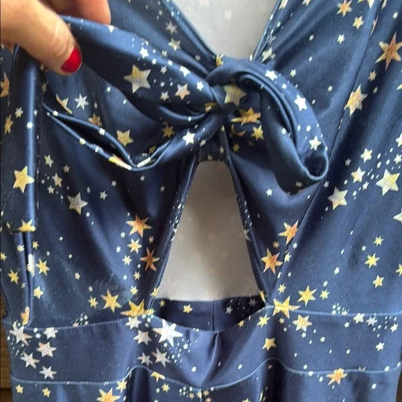 Starry Blue romper with Tie Detail - Picture 3 of 8